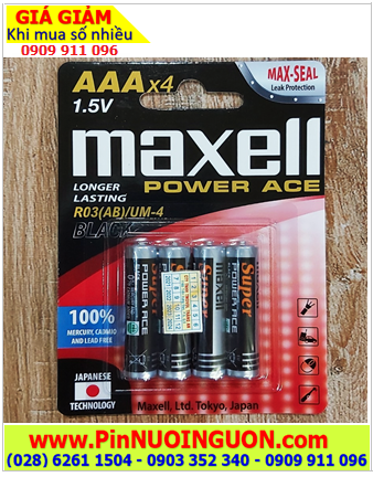 Maxell R03(AB)SUM-4/4P, Pin AAA 1.5v MAXELL R03(AB)SUM-4/4P Power ACE _Xuất xứ Indonesia